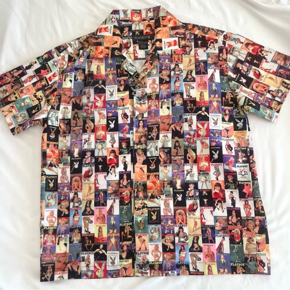 PLAYBOY Graphic Collage Men's Shirt - Picture 1 of 3